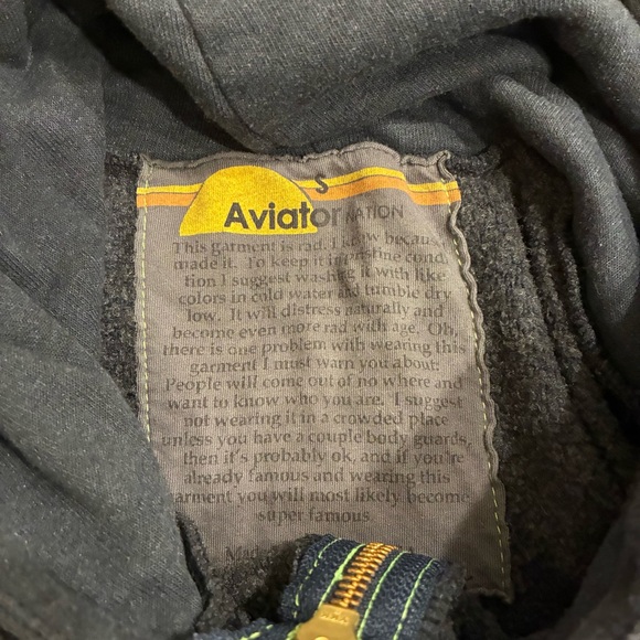 Aviator Nation Women’s 5 Stripe Hoodie Faded Smoke Gray Navy Size S - Picture 4 of 8